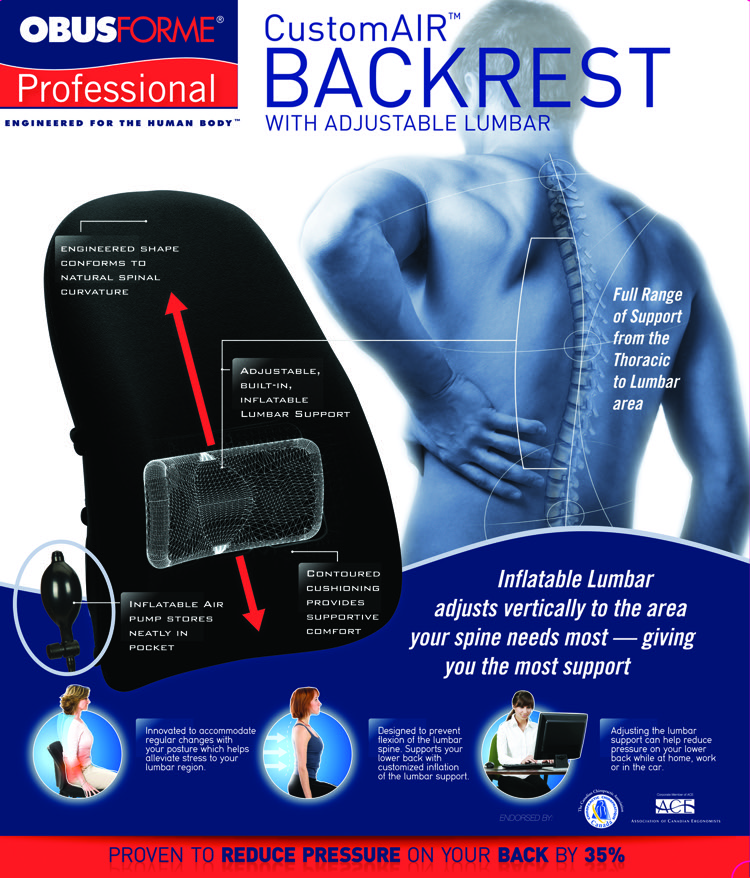 CustomAIR™ Backrest with Adjustable Lumbar (CL-PROF-01)